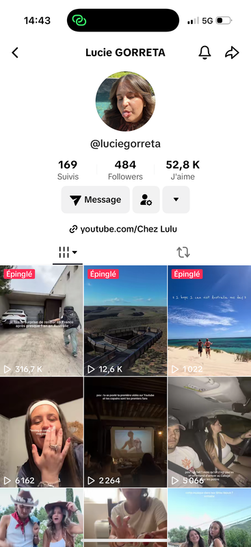 Profil TikTok @luciegorreta : 484 abonnés, 52,8 K j'aime